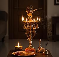 Vista 2 de Lámpara de aceite Ganesh Ganesha de latón Decoración del hogar Diya de latón Profundidad de latón Lámparas de latón Kuthu Vilakku