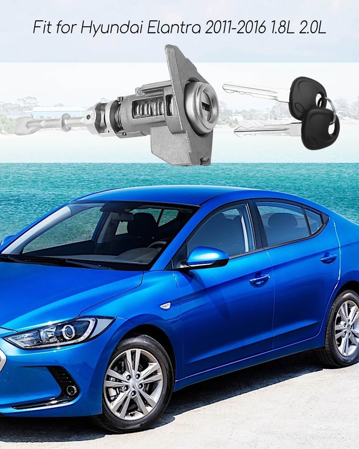 Front Door Lock Cylinder with 2 Keys Fit for Hyundai Elantra 1.8L 2.0L 2011-2016 Driver Side Car Door Locks Set Replace 81970-3XA00 819703XA00