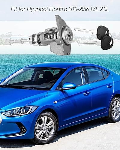 Miniatura 2 de Cilindro de cerradura de puerta delantera con 2 llaves para Hyundai Elantra 1.8L 2.0L 2011-2016 Juego de cerraduras de puerta de coche del lado del