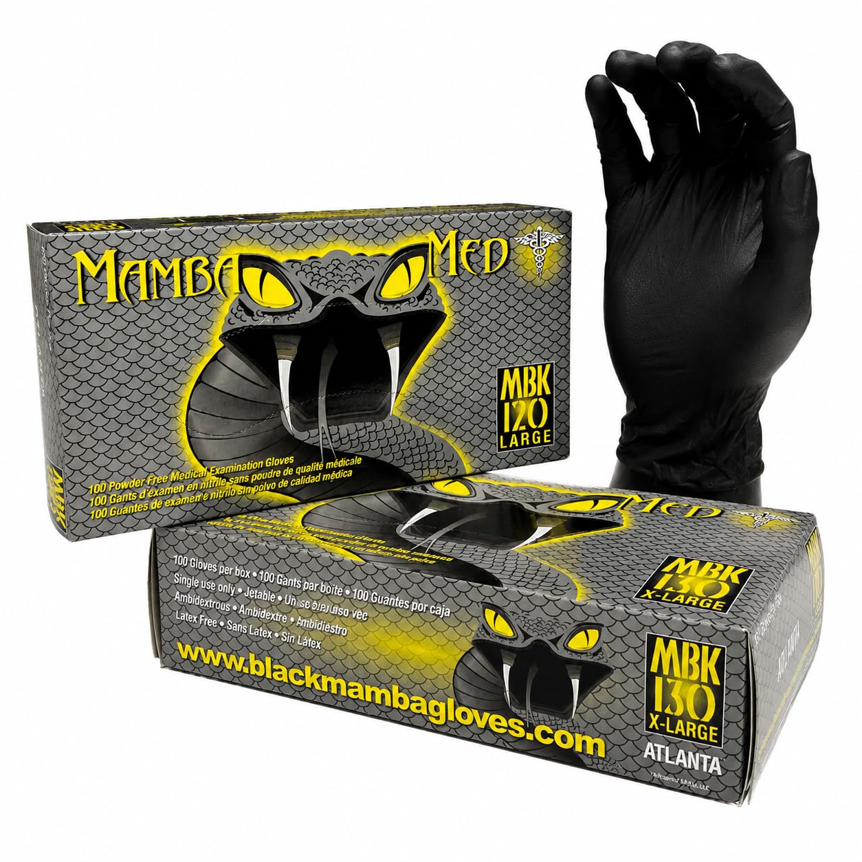 Size X-Large Black Mamba Nitrile Gloves