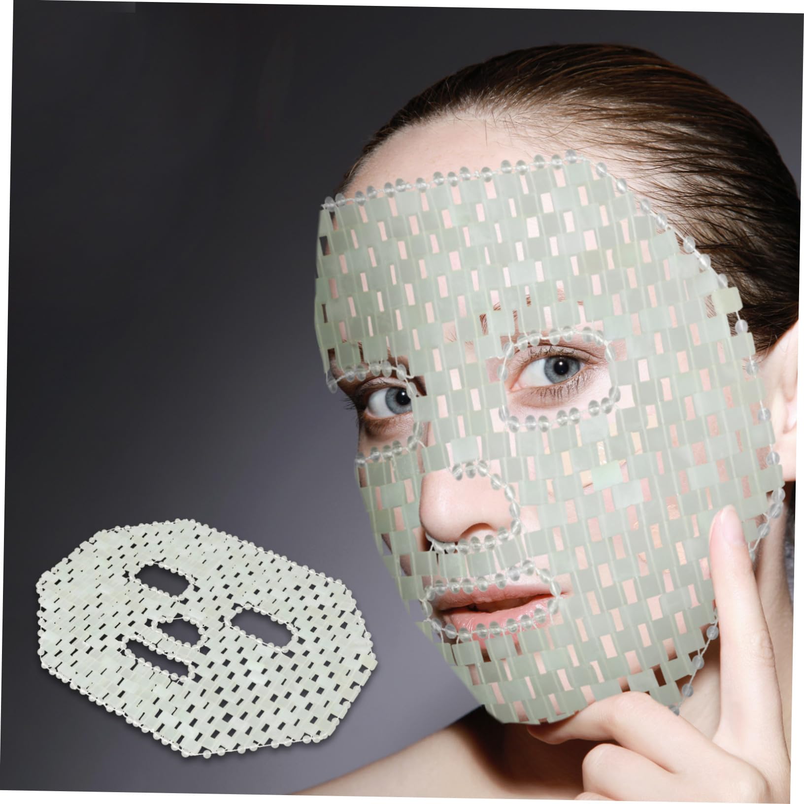 STOBAZA Jade Gesichtsmaske Anti Aging Beruhigende Massagemaske für Schlaf und Hautpflege Zuhause