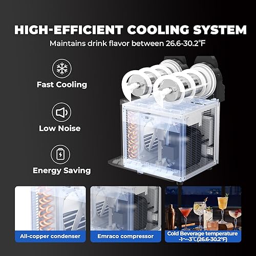 Miniatura 2 de Máquina comercial de granizado - 30L Tanques Máquina comercial para hacer granizados 110 V 1000 W 304 acero inoxidable 304 Máquinas Margarita