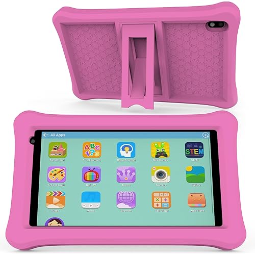 YQSAVIOR Kids Tablet 7 inch, Android 11 Tablet for Kids, 16GB Toddler Tablet with Bluetooth, IPS Screen, Parental Control, Kids Software PreInstalled, Dual Camera Shockproof Case for Education (Pink)