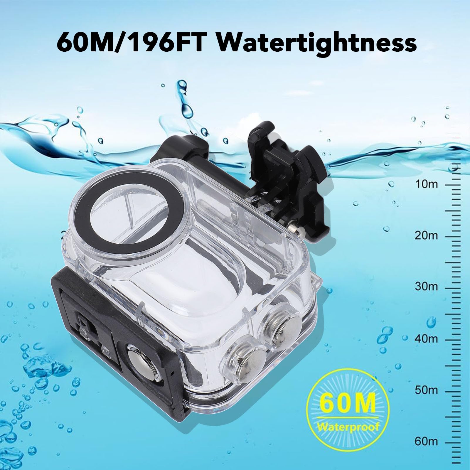 Custodia da Immersione da 60 M/196ft per GO 3S, GO 3, Shell di Alloggi per Alloggi per Protezione per Immersioni Profonde Subacquei, Accessori per Telecamere D'azione (Senza filtro)