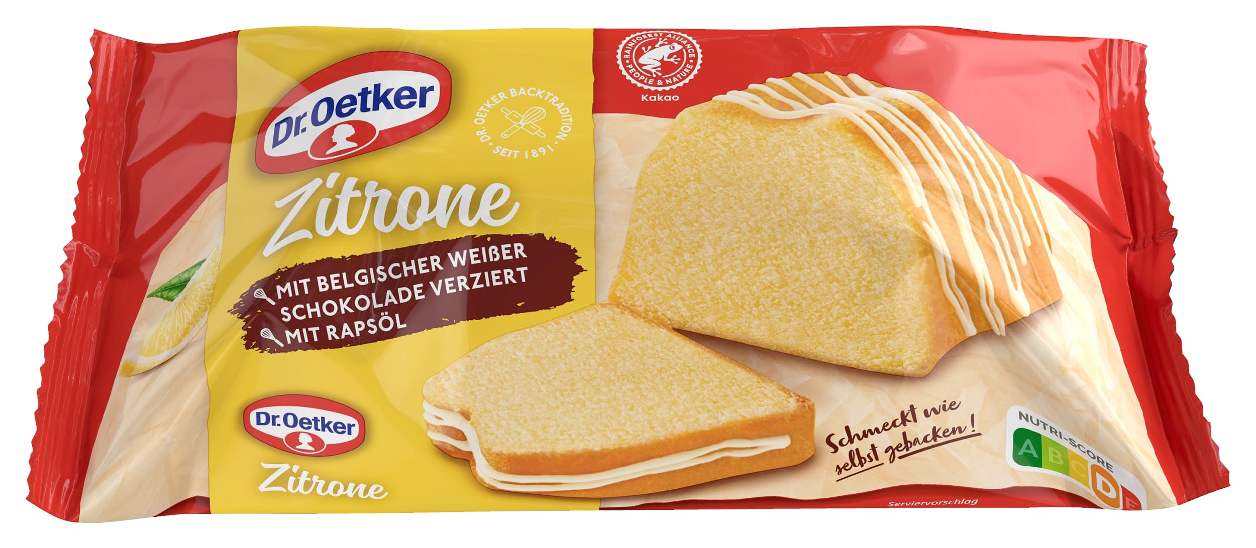 Dr. Oetker fertiger Zitronenkuchen, 4 x 350 g, Rührkuchen mit natürlichem Zitronenaroma, mit feinem Dekorzucker, sofort verzehrfertig, Kuchen für spontane Anlässe, wie selbstgebacken