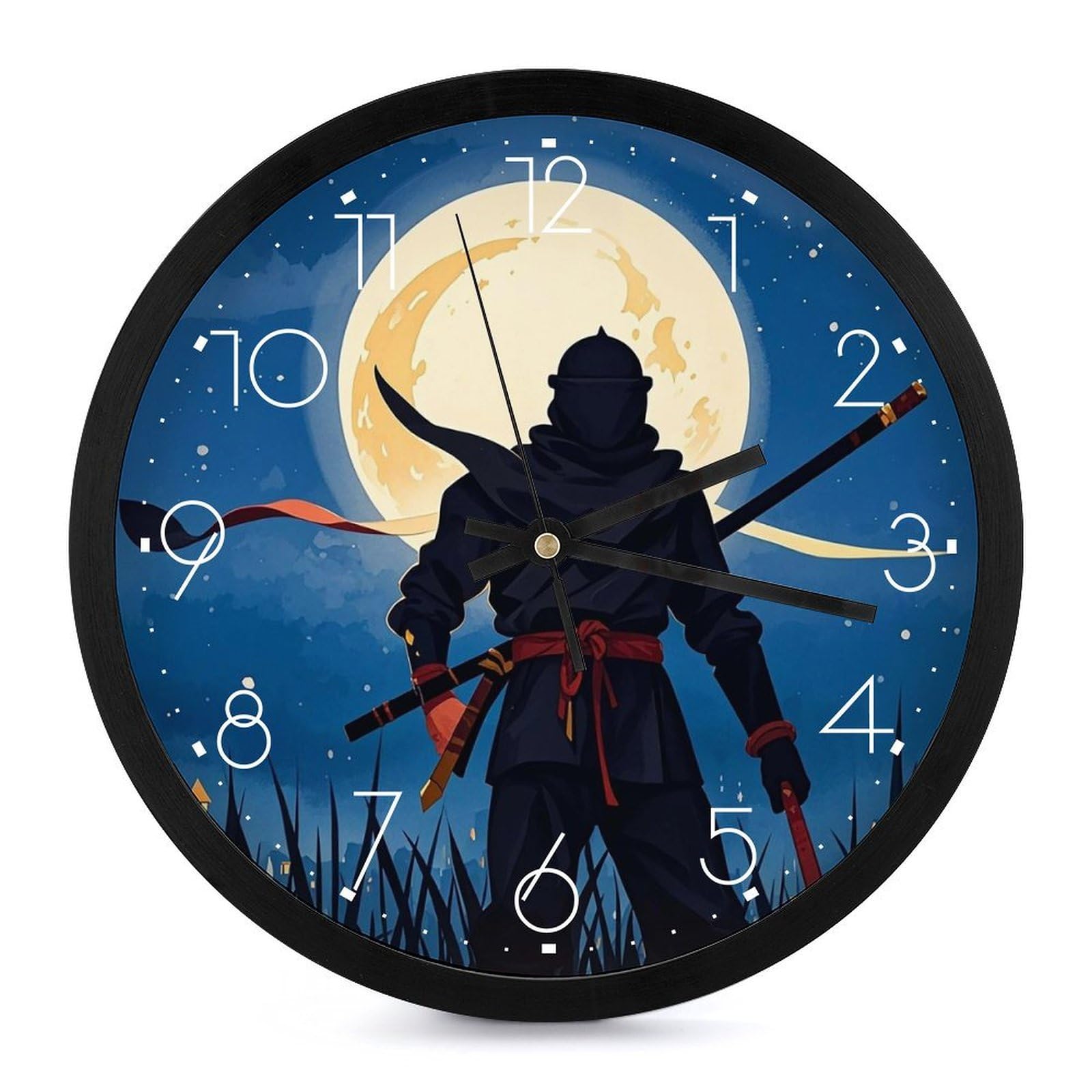 Horloge murale ninja silencieuse ronde pour éliminer le bruit du tic-tac