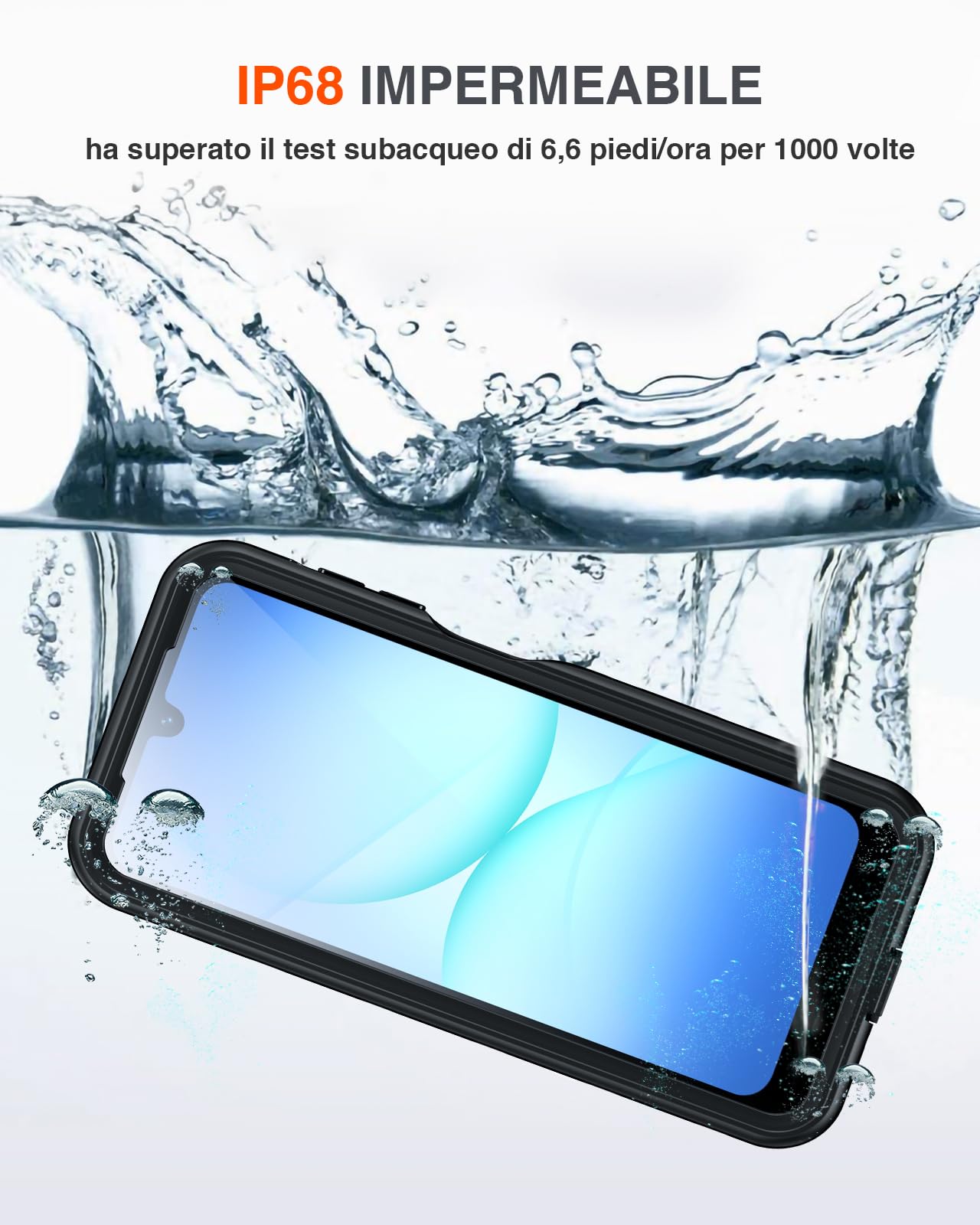 Cover per Samsung Galaxy A17 4G/5G Impermeabile, IP68 Waterproof e 360° Protezione Custodia Subacquea Antiurto Rugged Full Body Copertura con Protezione dello Schermo per Samsung A17, Nero