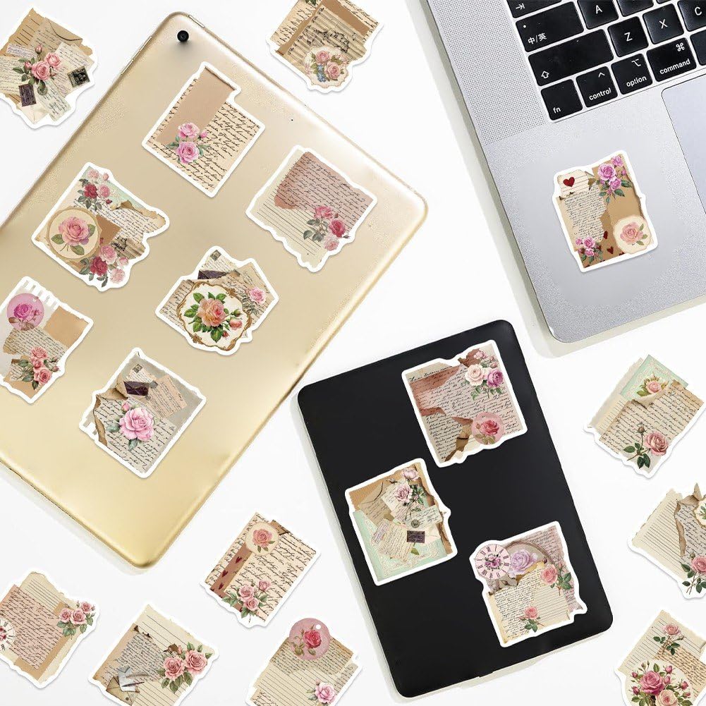 50 szt. Vintage Rose Naklejka, Cytat Kalkomania na Laptopa Bagażu Wycinkowego i Codziennej Dekoracji Powierzchni
