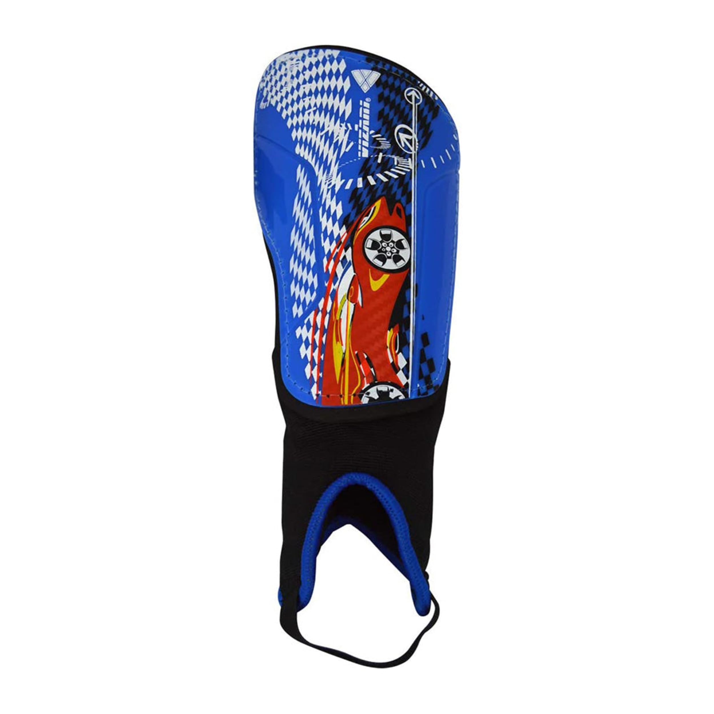 Vizari Racer Soccer Shinguard with Ankle Protection for Boys and Girls (Blue/Red, X-Small)
