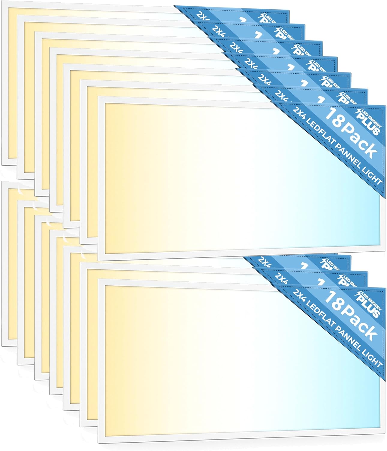 24 Pack 2x4 LED Flat Panel Light for Drop Ceiling, 9360lm Selectable 30W/40W/50W/60W/72W, Color Temperature 3000K/3500K/4000K/5000K/6500K, 0-10V Dimmable, 120-277V, ETL,DLC