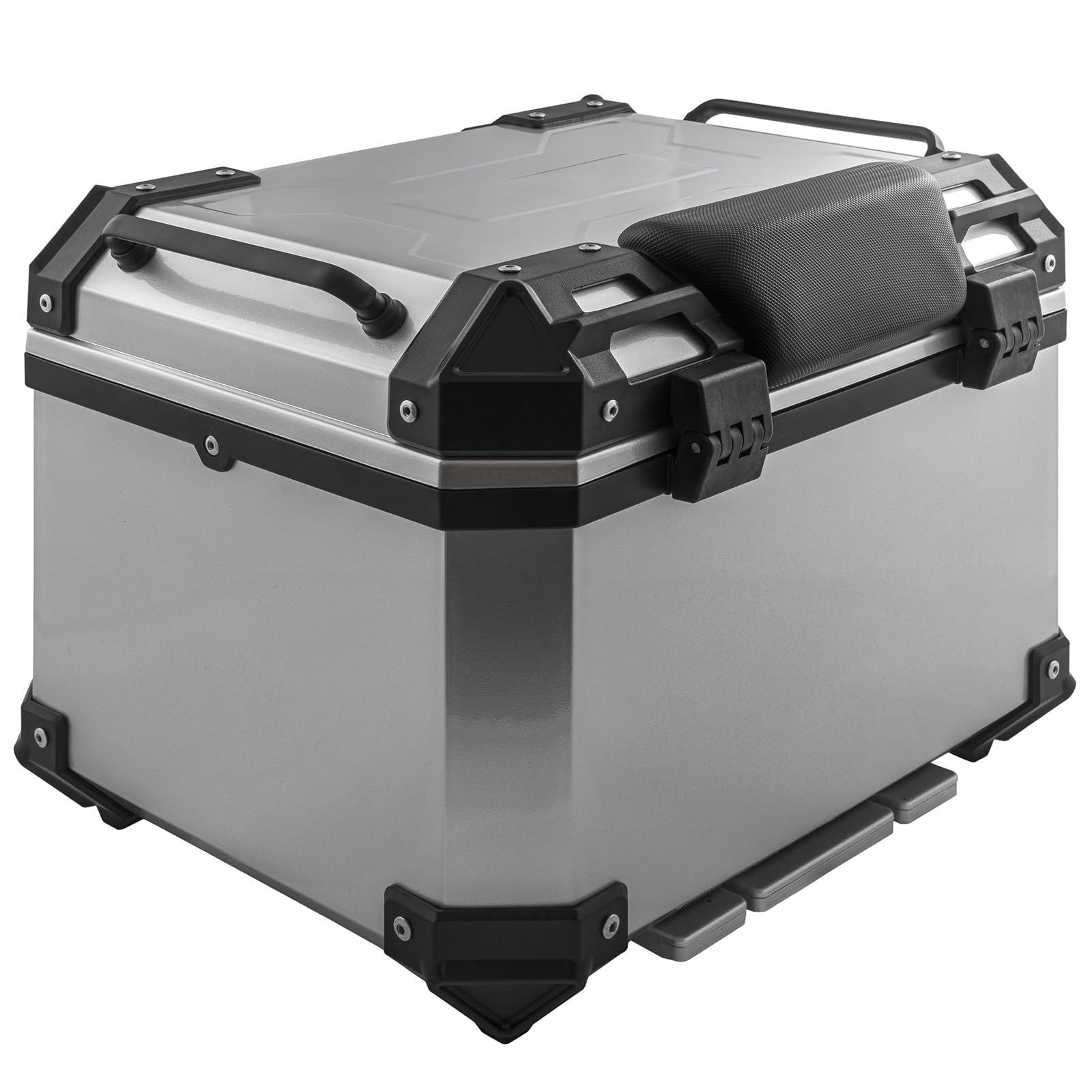 A-Pro Baúl para moto universal, 46 L, para scooter, rígido, reflectante, placa plateada