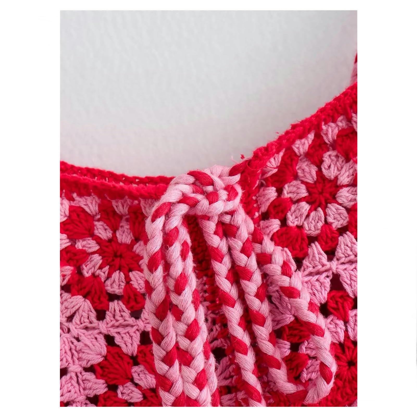 Gonna Lunga Abito con Cinturino A Maglia Vintage Bohémien per Lo Stile di Vacanza da Donna-Pink-s
