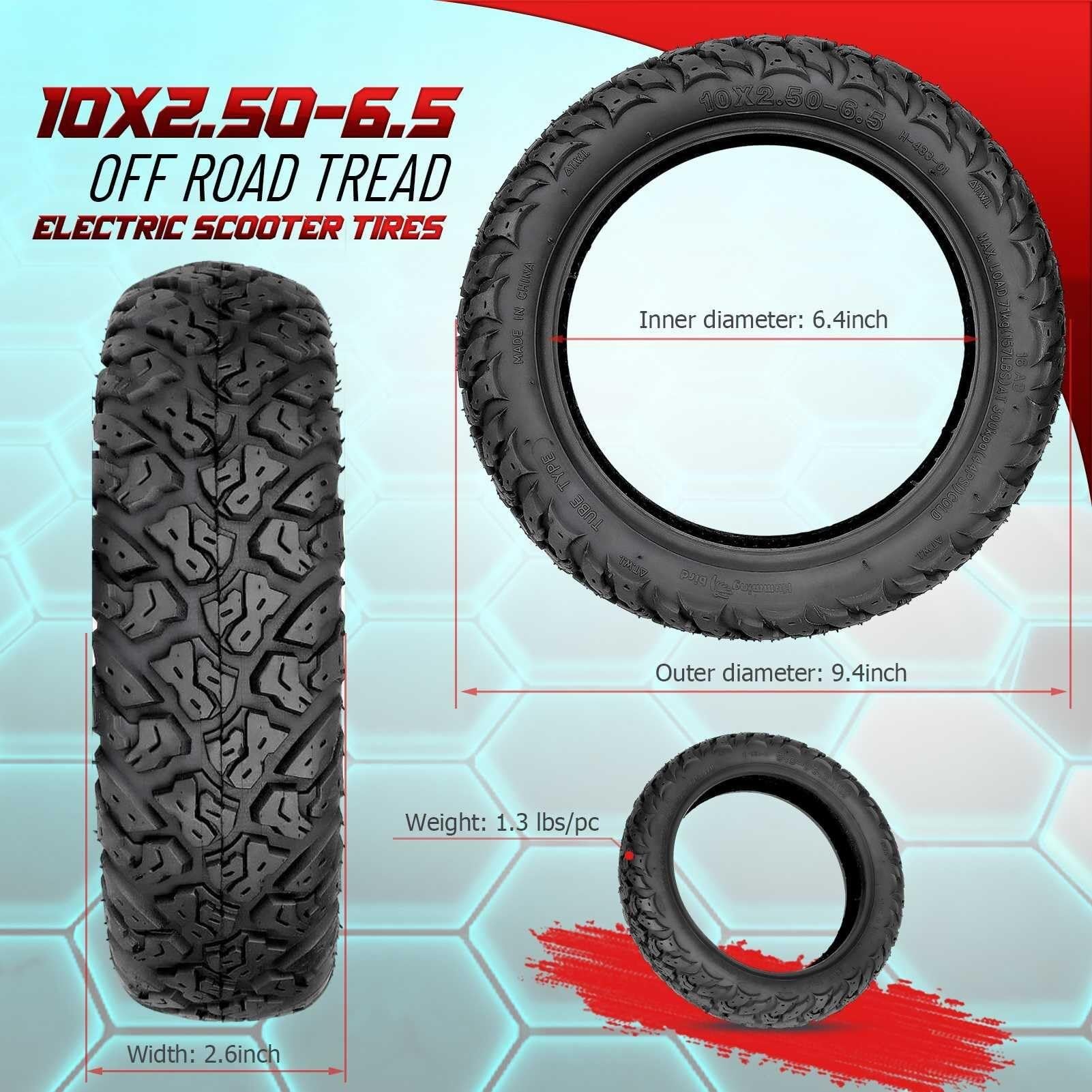 Pneu amélioré 10x2.50-6.5 Tubeless Tire pour scooter | 10 pouces 10x2.50/6.5 Pneu Tubeless Scooter électrique | 10x2.50 6.5 Electric Scooter Off Road Caoutchouc Pneu
