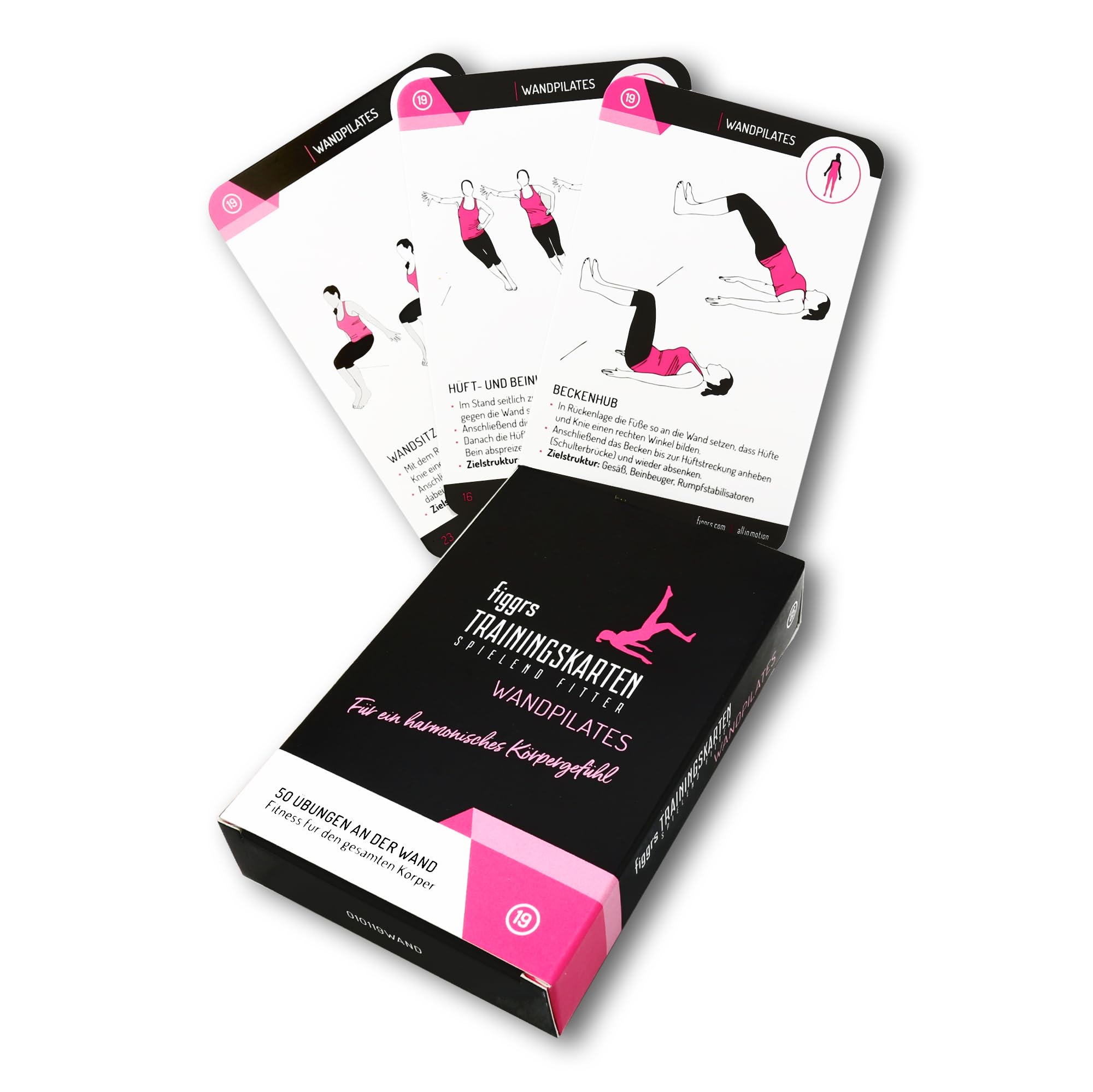 figgrs® 3er-Set "Schöne Figur OHNE Gerät" - 3 Kartensets a 57 Trainingskarten mit 150 Fitnessübungen für einen schlanken & straffen Körper