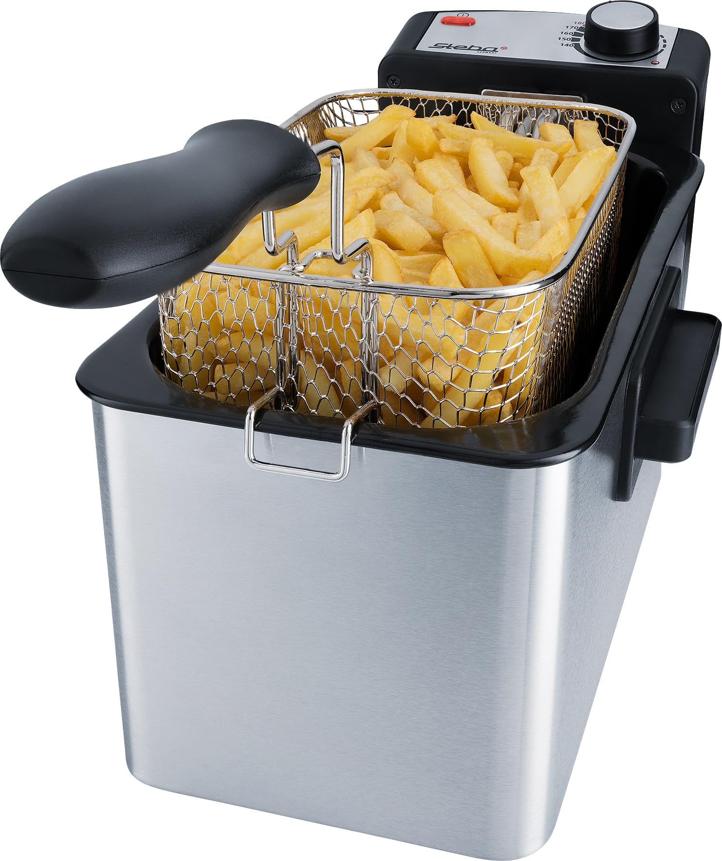 Steba DF 180 Edelstahl Fritteuse, Metallic | Profi-Heizsystem, 3 L
