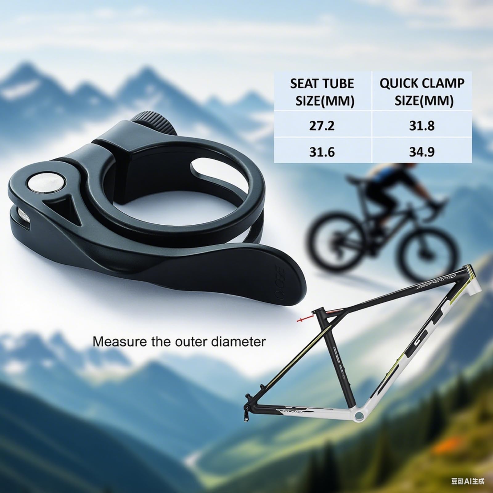 RST0304/RUJOI Tige de selle de vélo réglable en aluminium pour VTT et vélo de route, collier de serrage à dégagement rapide inclus