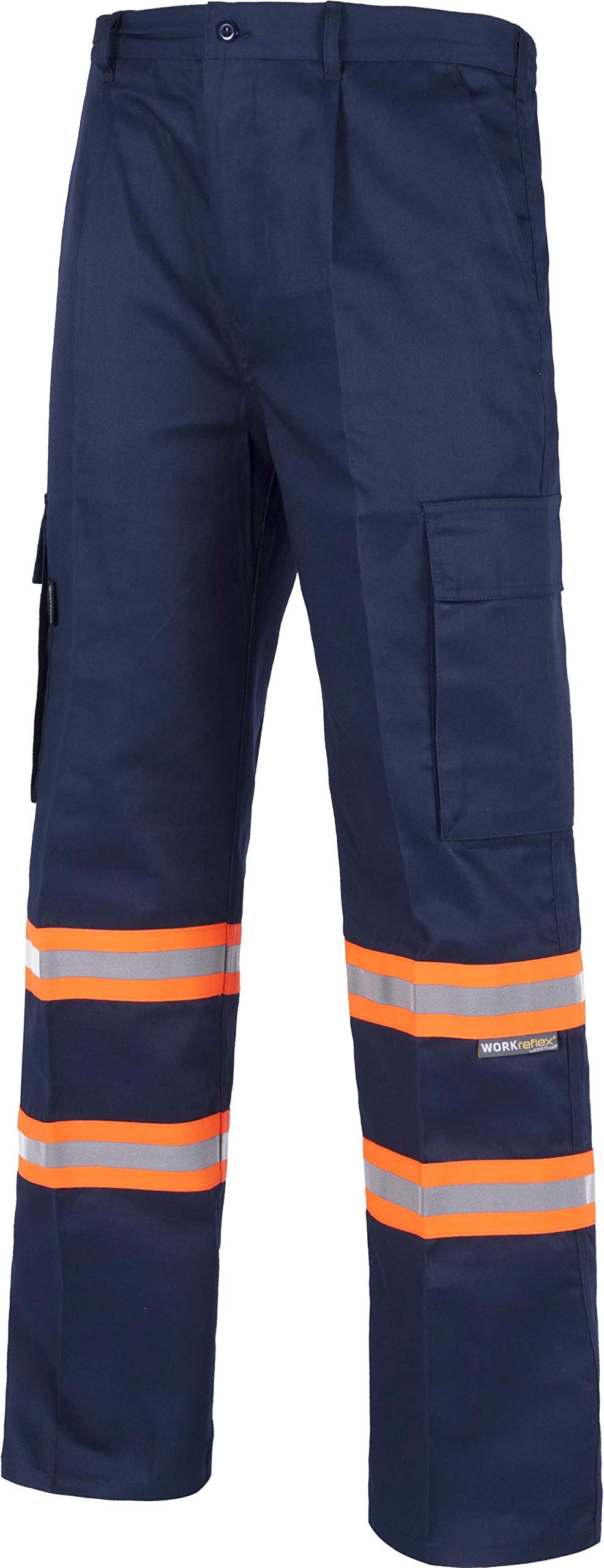 WORKTEAM Pantalón de Trabajo Reflectante EN 17353 Bolsillos Cintura Elástica