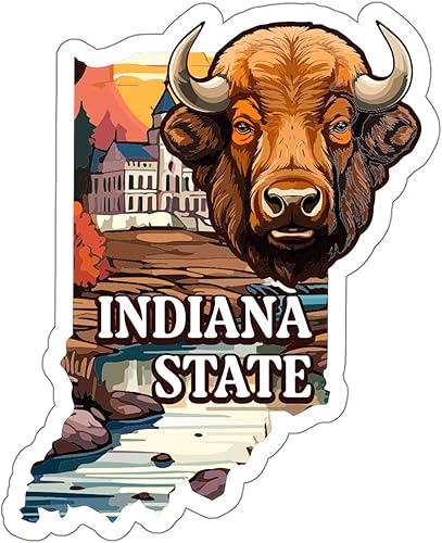 Calcomanía de recuerdo de viaje del estado de Indiana, vinilo pequeño impermeable para botella de agua, taza, libro de pasaportes, cuaderno de