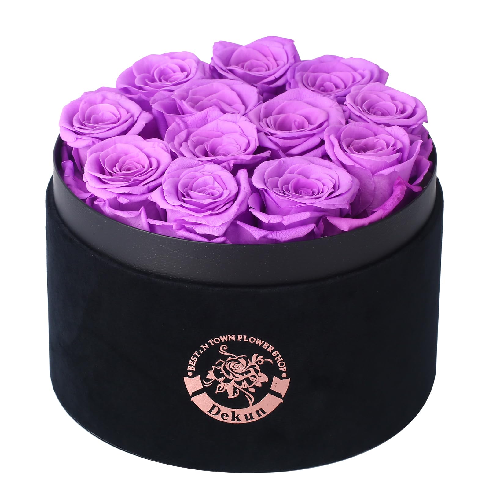 Flores eternas 12 Rosas Eternas Estabilizadas, Regalos para mamá, Regalos para Esposa, Regalos para Novia, San valentín, Regalos de cumpleaños, (Morado)