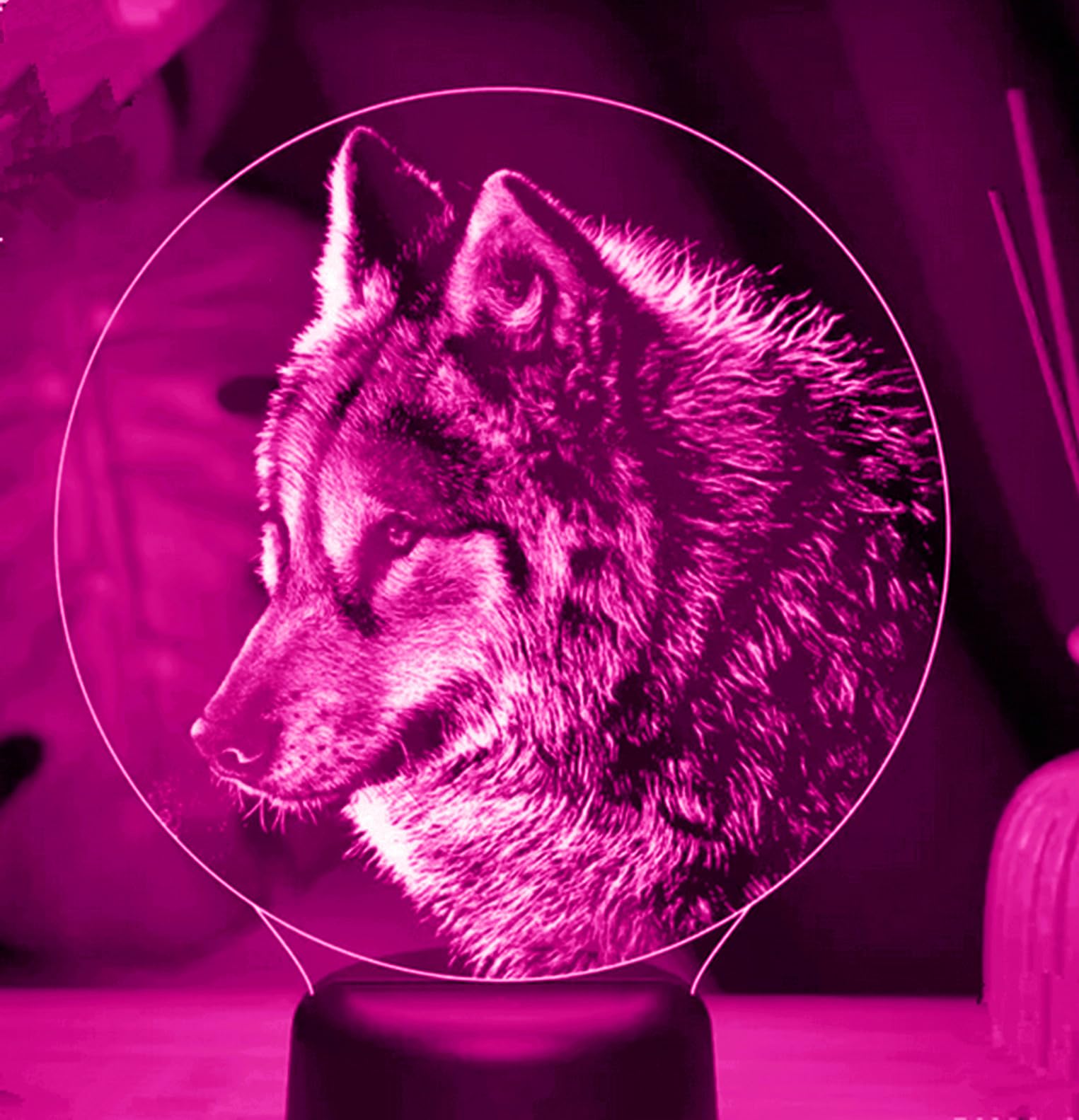 Nastrojowe światło 3D wilk, 7 kolorów, przełącznik dotykowy, USB, lampa stołowa, LED, pomysł na prezent do domu, na imprezę lub urodziny