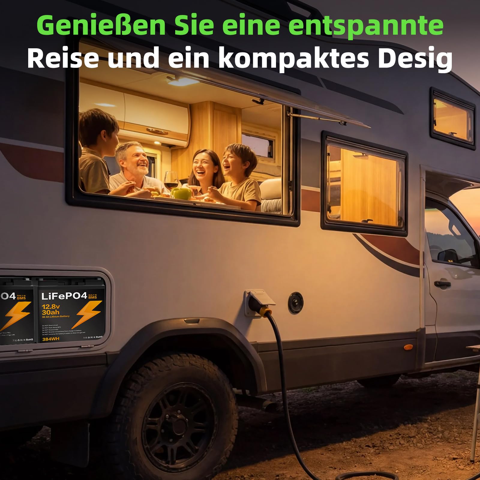 12.8V 30Ah LiFePO4 Batterie, für Wohnmobil, Wohnwagen, Boot