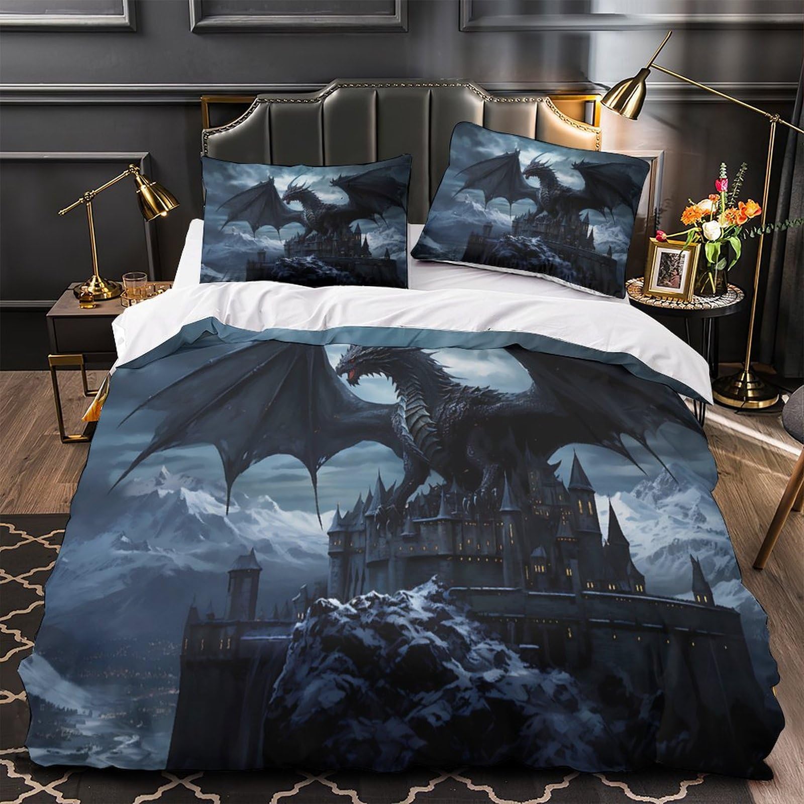 Housse de couette dragon fantastique 140x200 le cadeau d'anniversaire idéal pour enfant