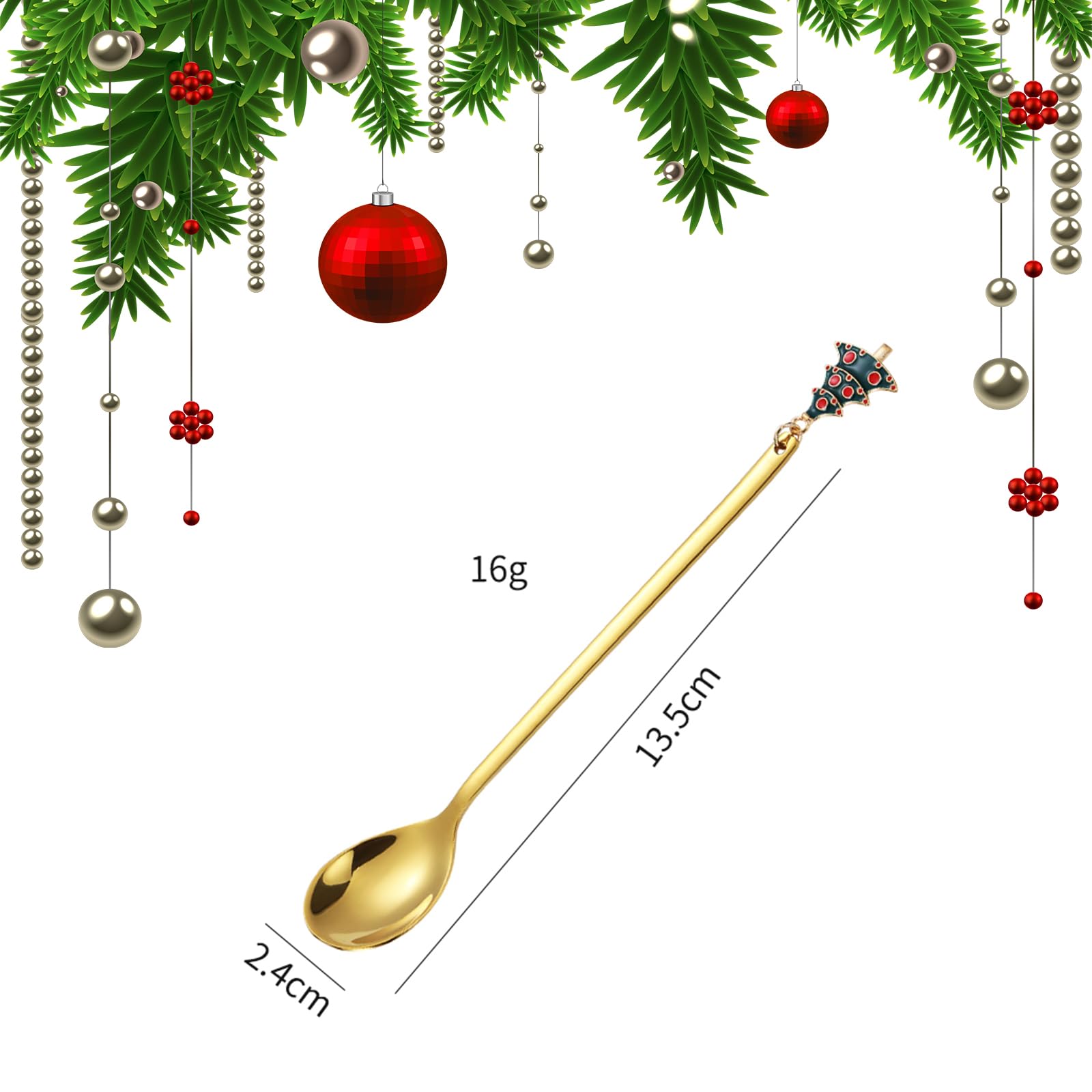 Lot De 6 Cuillères à Café Et à Thé En Acier Inoxydable Doré De 13 Cm