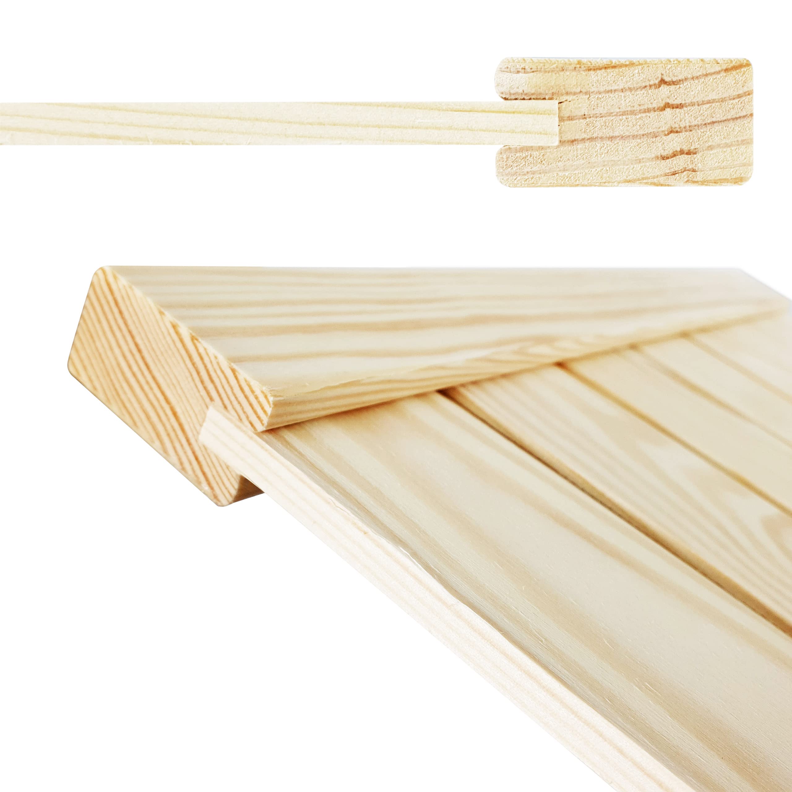 DecoMeister Puerta de Lamas con Tablones de Estructura Cerrada de Madera Maciza de Pino Sin Tratar Para Armarios Estanterías Frente de Mueble de Dimensiones 444x1995 mm Juego de Dos Piezas