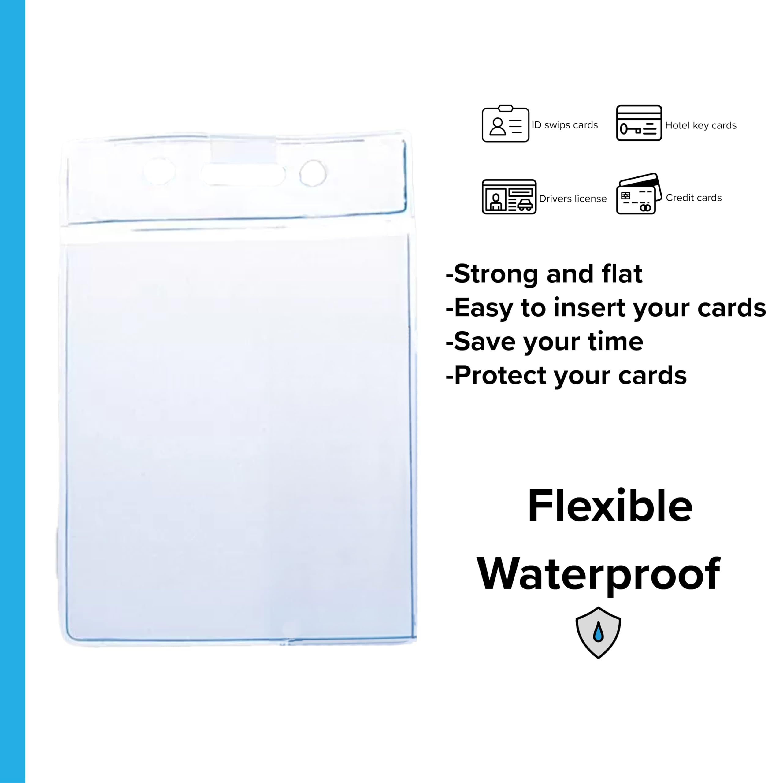 Set 50 portabadge morbidi trasparenti A6 105x150 mm per carte pass documenti