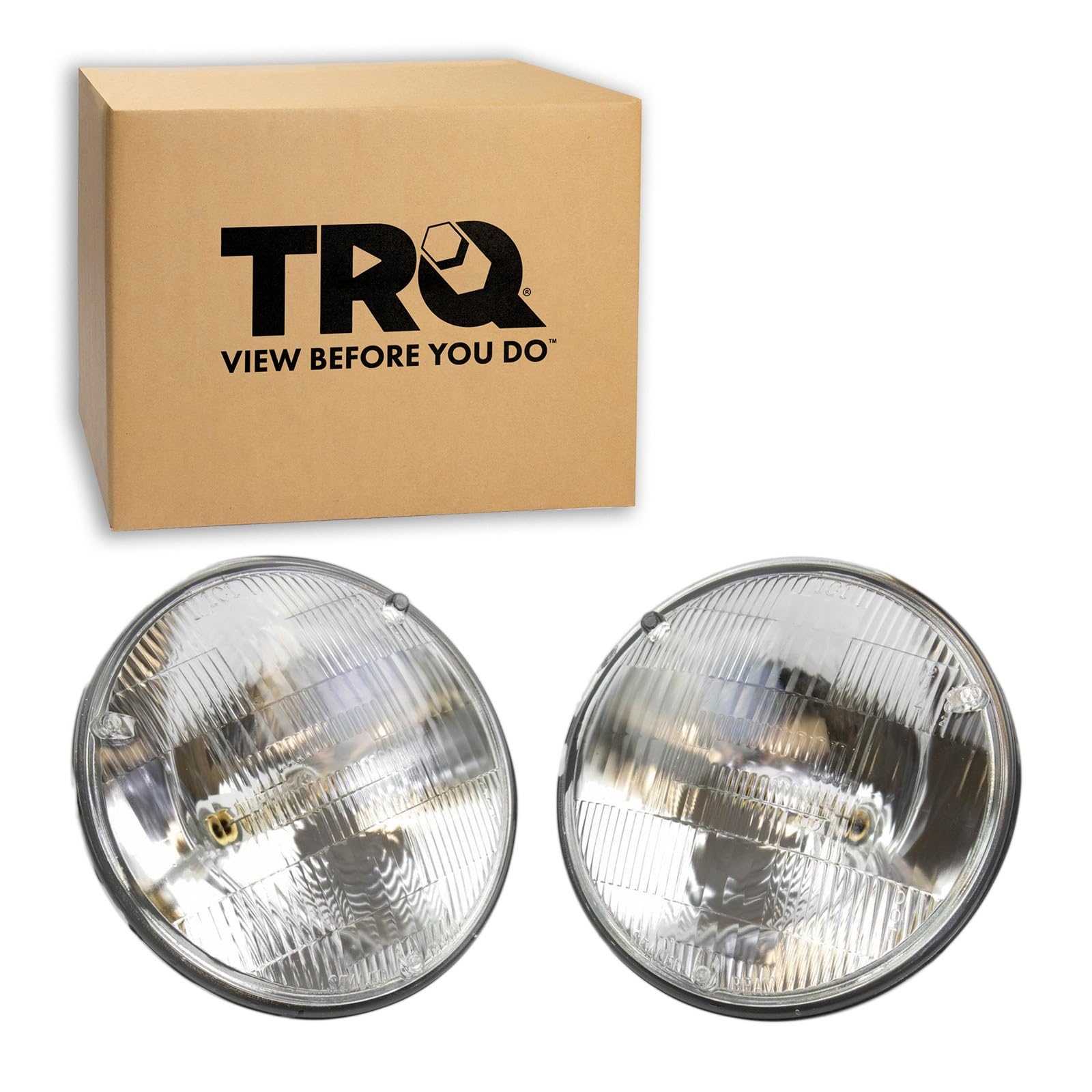 TRQ Driver and Passenger Side Headlight Assembly Set Sealed Beam Compatible with 67-82 Chevrolet Corvette High Beam 67-70 Chevelle 64-71 Pontiac GTO