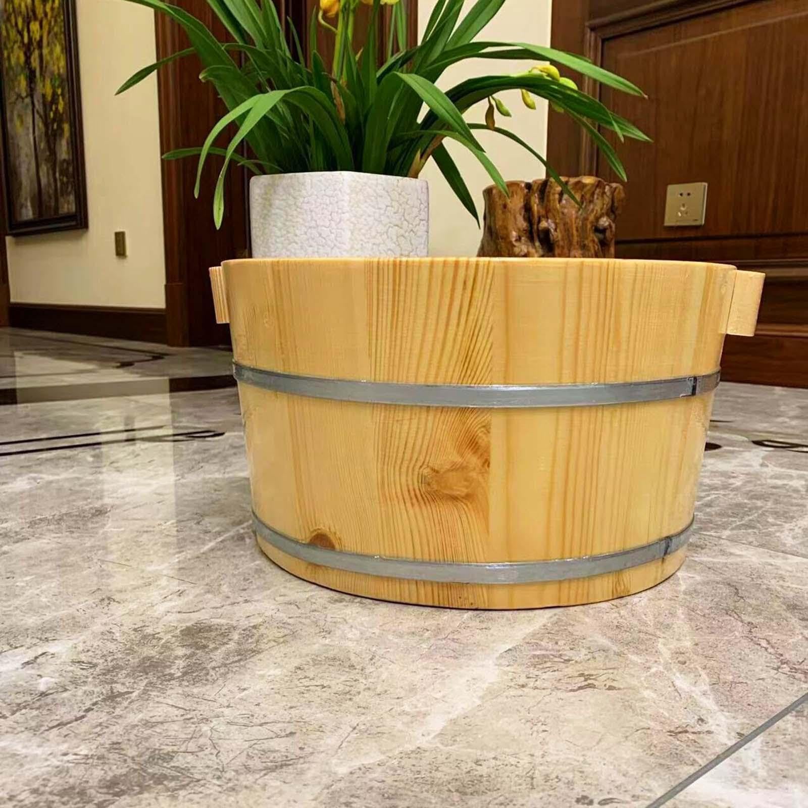 Fußbadewanne mit Eimer – ideal zum Entspannen müder Füße, jederzeit und überall. Genießen Sie wohltuende Bäder. Fußbadewanne aus Holz, Eimer, Becken, hölzernes Fußbad Spa