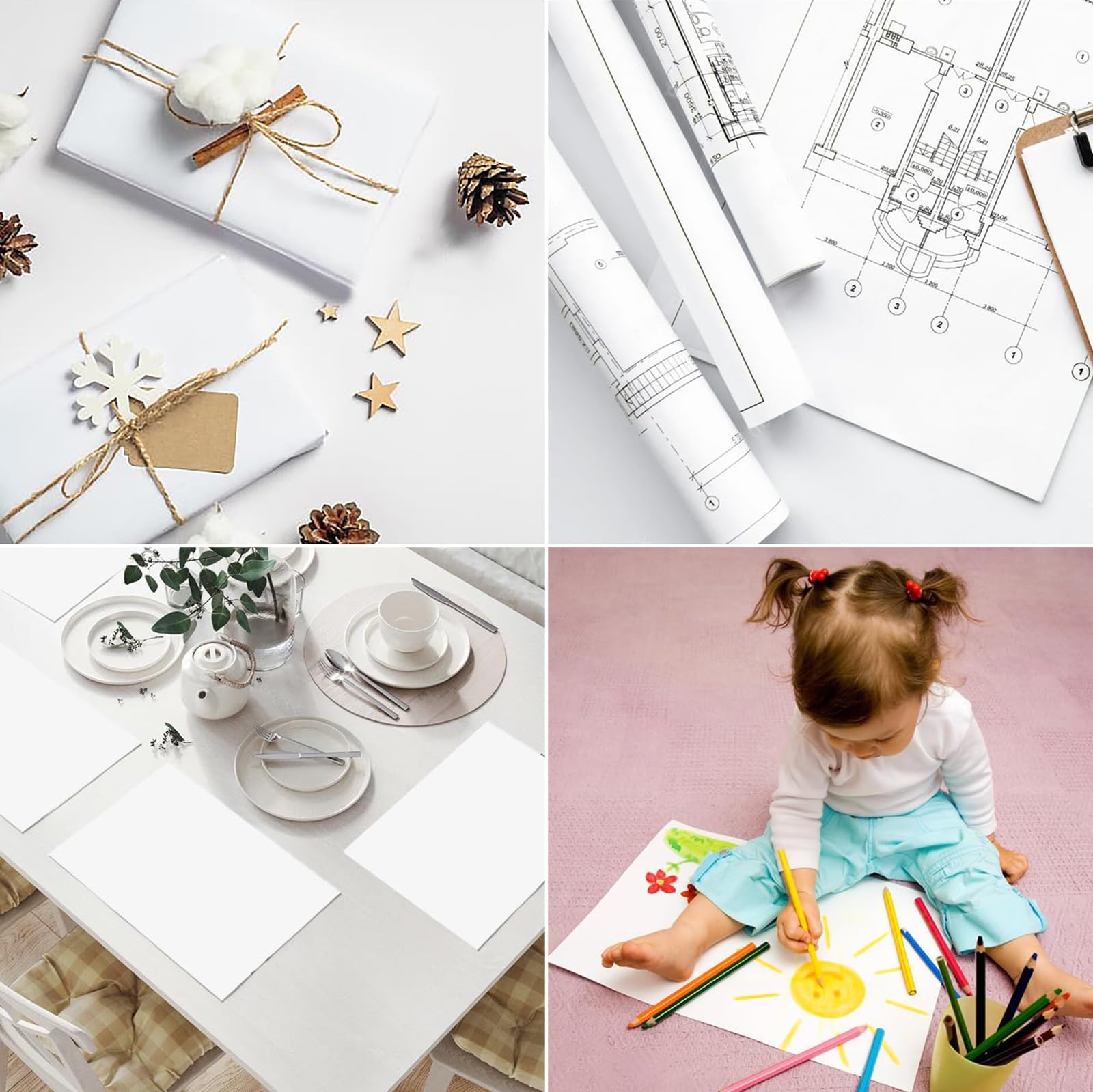 Rouleau De Papier à Dessin Blanc,Rouleau De Papier à Croquis Papier à Peindre,pour Enfants Art Croquis Peinture (43 * 20 Cm