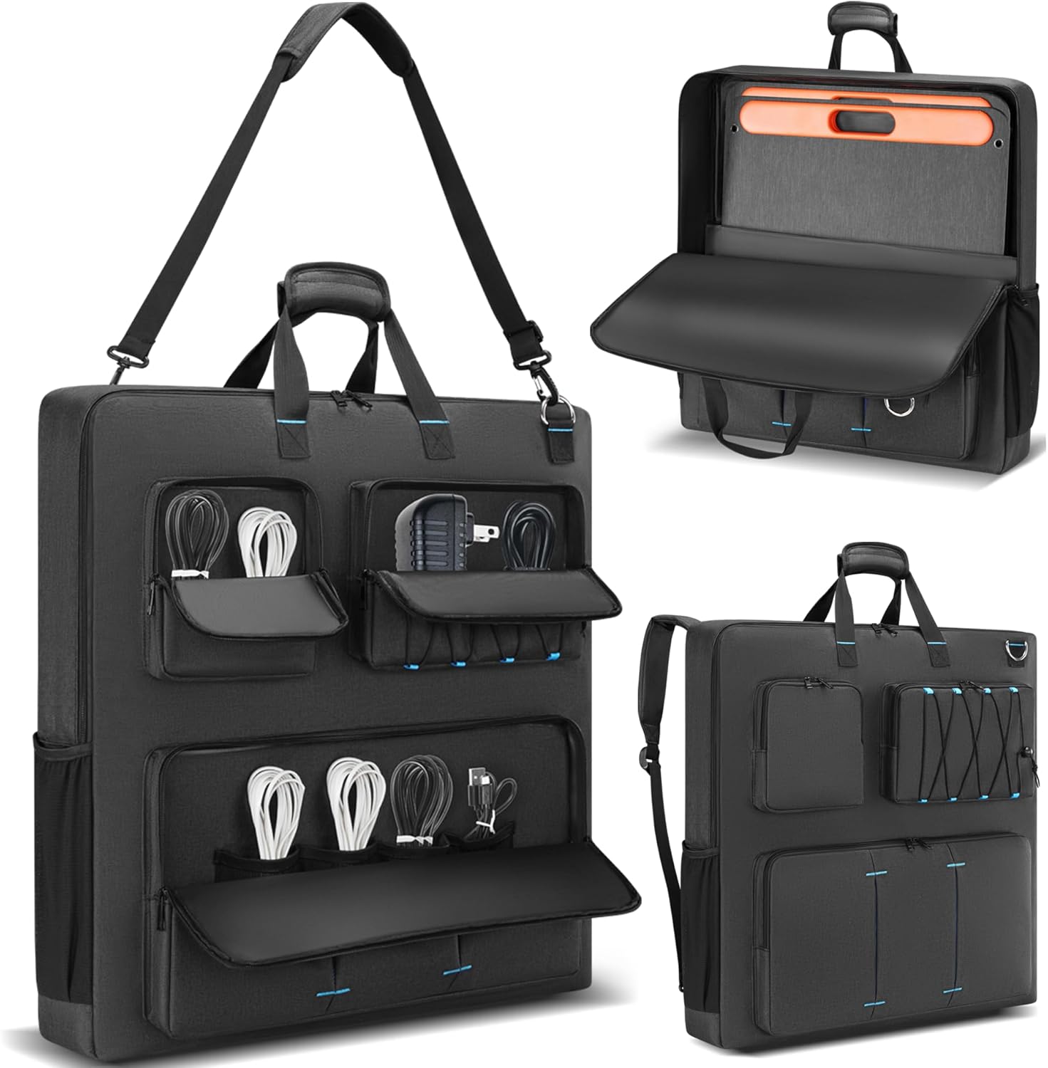 Photo voltaic Panel Storage Bag Suitable with Jackery SolarSaga 100W 200W/Anker 100W 200W/Ecoflow 160W 220W/Bluetti 100W 200W, Journey Carrying Case for two Battery Panels, Photo voltaic Panel Bag with A number of Pocket