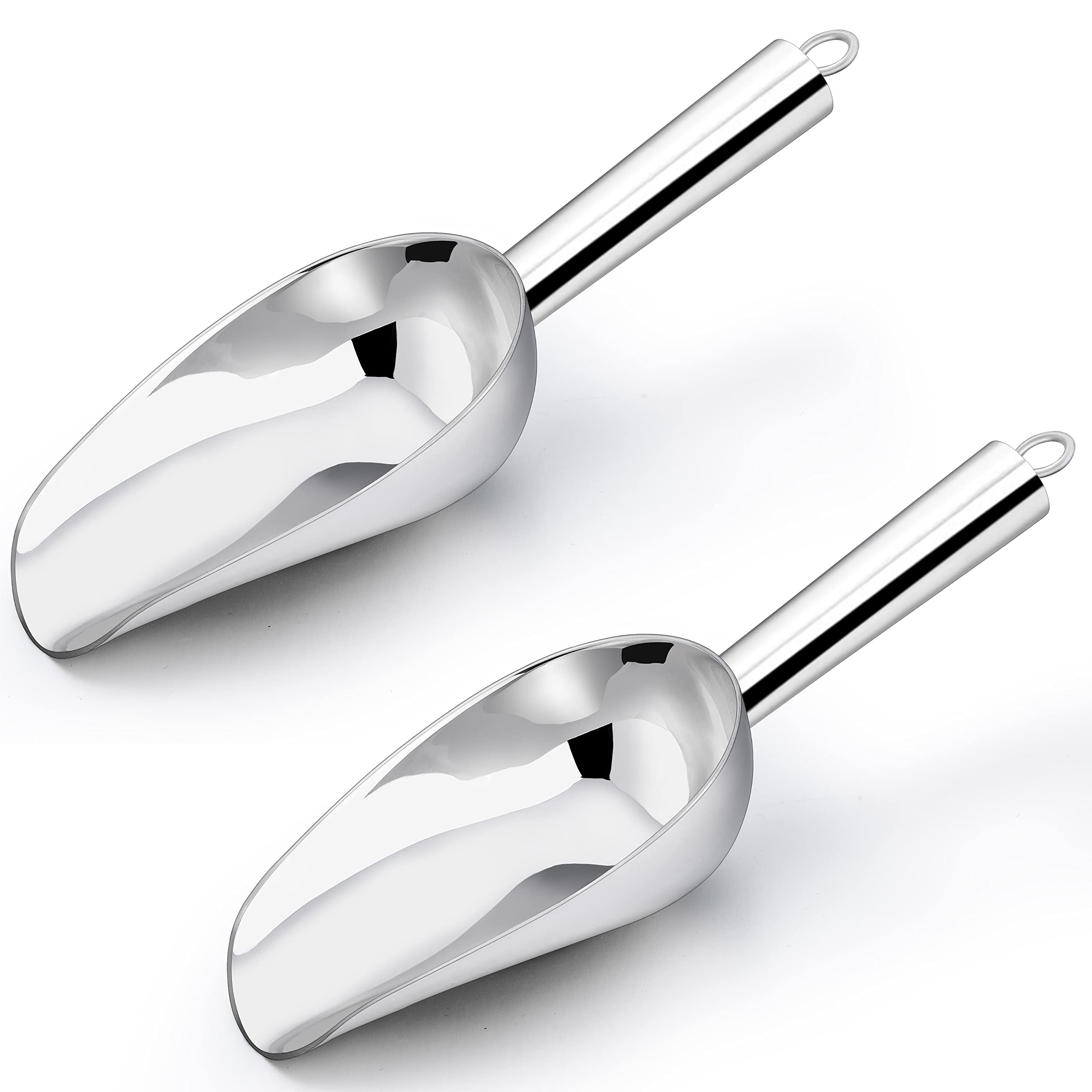 Ice Scoop Set of 2, Joyfair 5oz Stainless Steel Small Food Scoops for Kitchen Bar Buffet Party, Metal Flour Candy Pet Scooper for Multi-Purpose Use, Sturdy & Durable, Mirror Finished & Dishwasher Safe