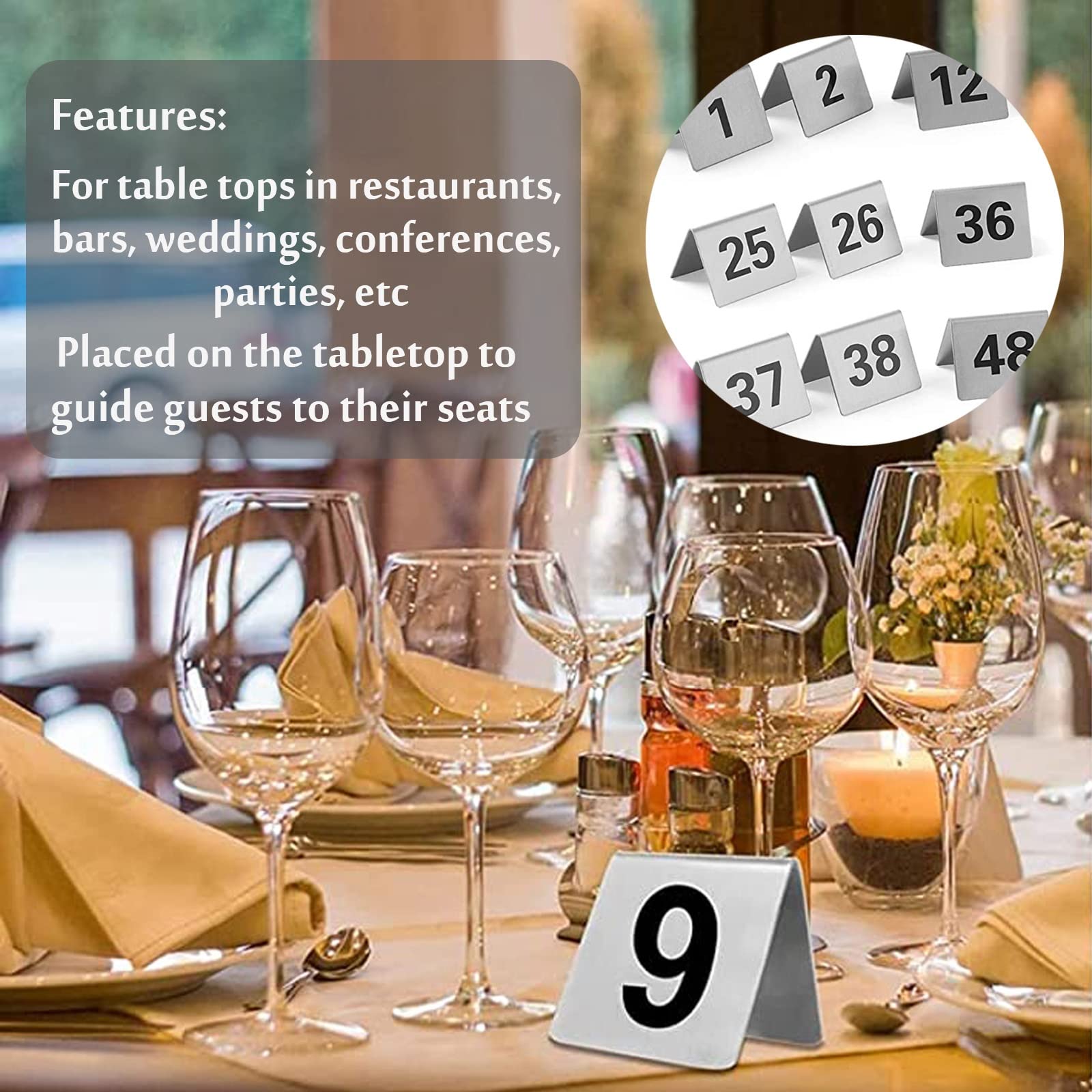Tischnummern 1 Bis 50/100, Tischschilder, Stapelbare Tischnummern, Vielseitig Einsetzbar In Restaurants, Bars, Auf Partys Und Hochzeiten,1 to 50-L:40xW:50mm