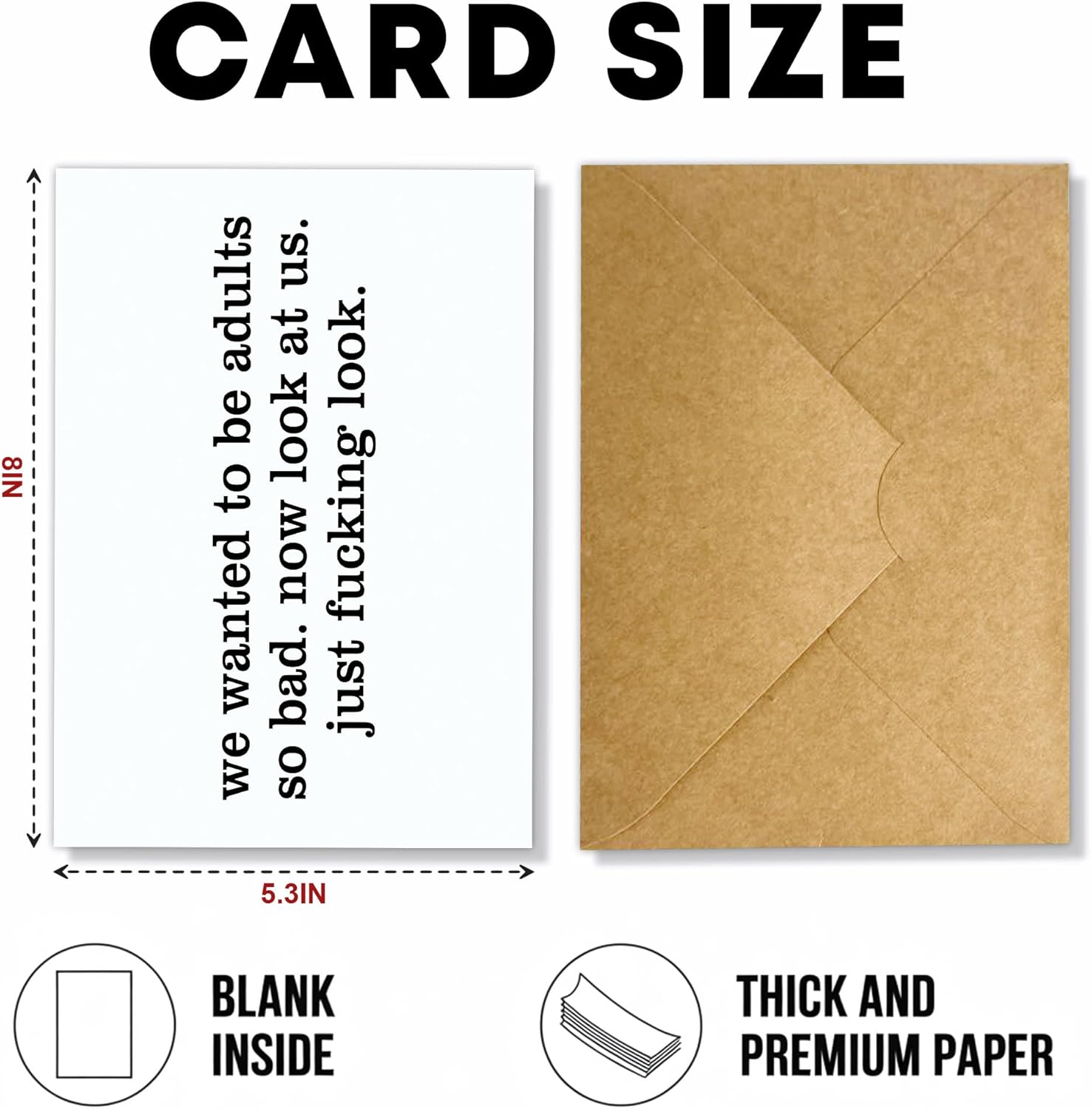 面白いアダルトカード &ndash; We Wanted to Be Adult So Bad, Now Look at Us &ndash; ユーモラスな