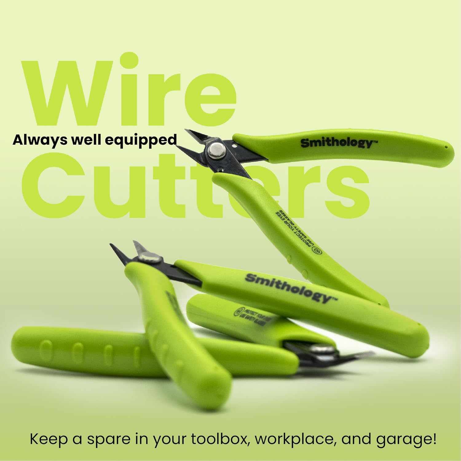 Smithology 4.8” Micro Flush Cutters 3PCS | Made from High Carbon Steel with Hidden Springback Design & Non-Slip Handles for Trimming Metal Wires, Zip Ties, Cables, Circuit Boards, & DIY Projects