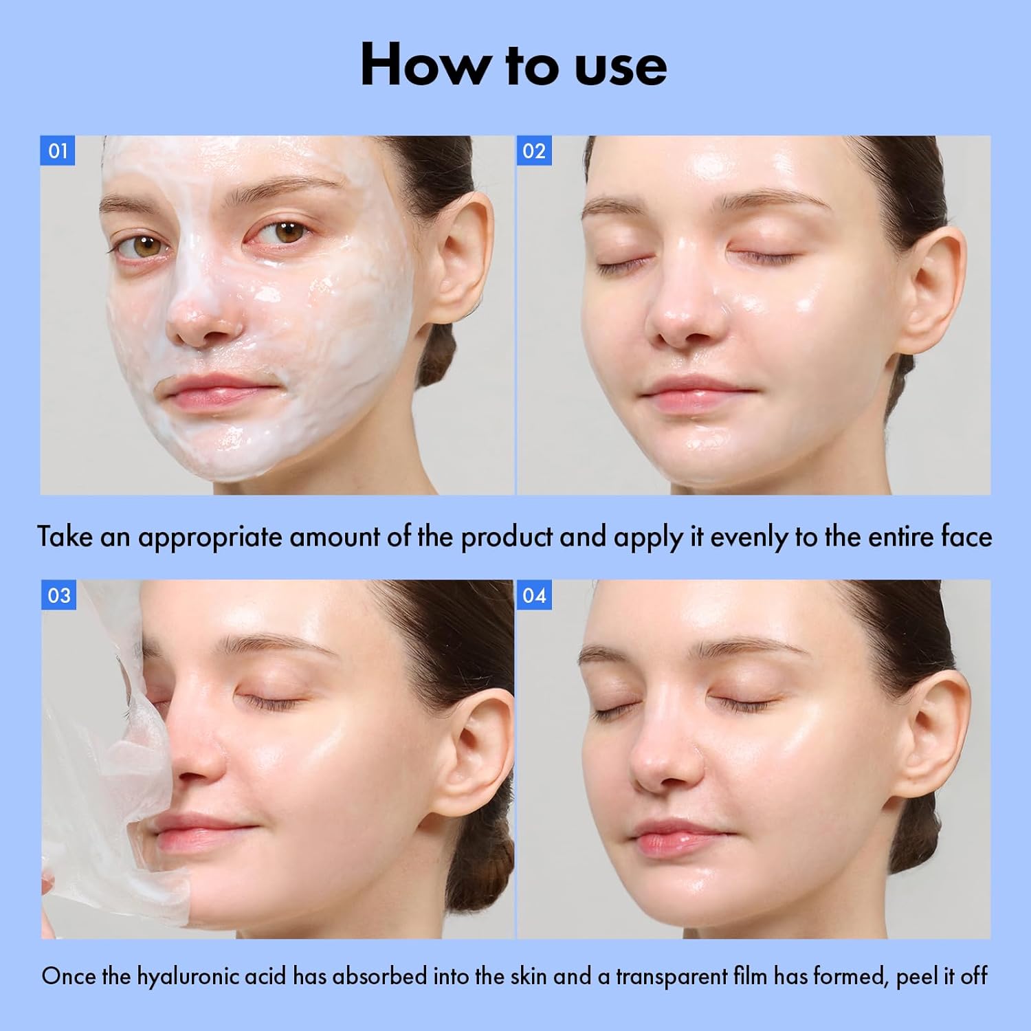 TOSOWOONG Real Hyaluron Fit, 10 Hyaluronic Acids Peel Off Facial Mask for Instant Hydration, Ceramide & Panthenol Moisturizing, Soothing, Dewy Glass Skin Glow, Korean Skincare, 50 ml / 1.69 fl. oz. - Image 4