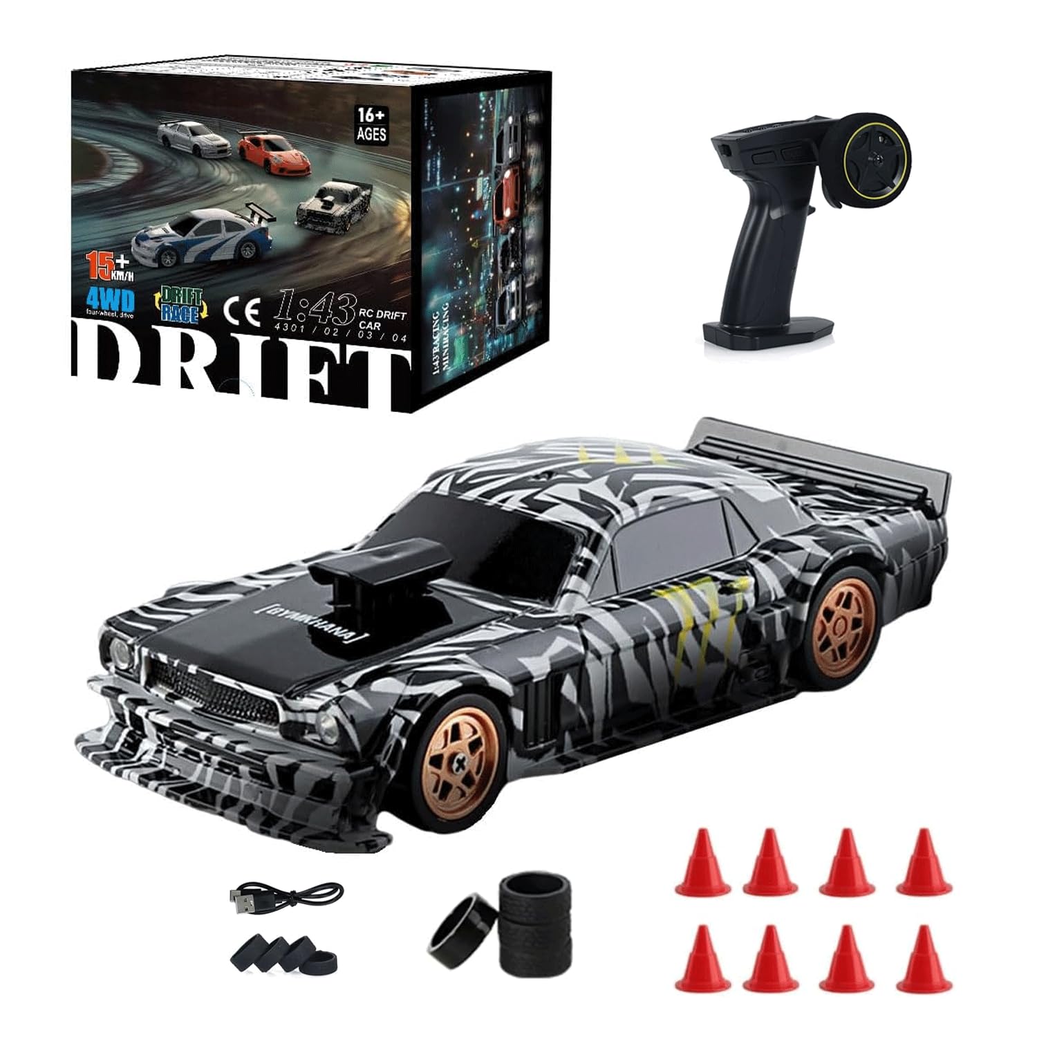 Amazon.com: Techretroplay 2.4G RC Drift Car with Lights for