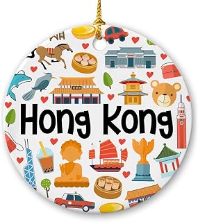 Lotacy Hong Kong Symbols Colorful Christmas Ornament, Home Decor, Hong Kong Gifts and Souvenirs for Men and Women