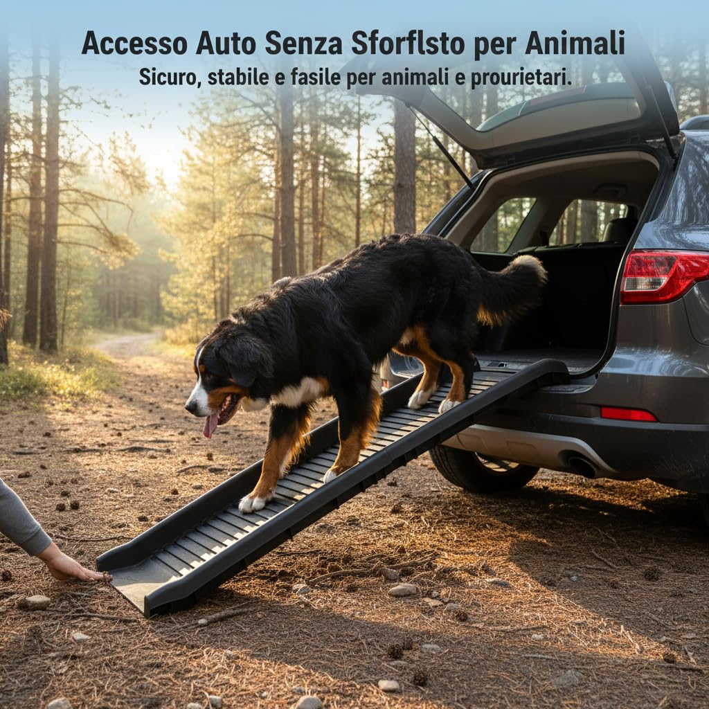 Rampa Pieghevole per Animali Domestici, Materiale in plastica, Rampa Accesso Pieghevole, Gite fuori porta, Per Viaggiatori Cani, Pieghevole nero (modello a due pieghe 428)