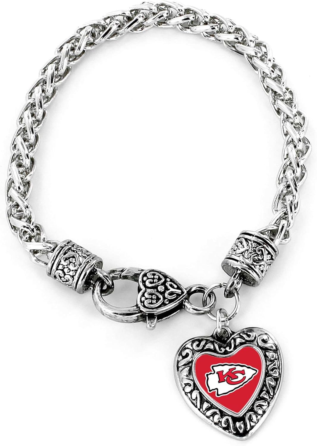 NFL Kansas City Chiefs Charmed Heart Bracelet : Sports & Outdoors