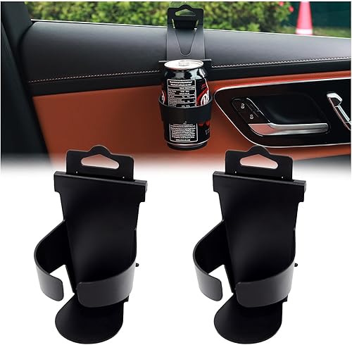 2 portavasos colgantes para automóvil, multiusos, para puerta de automóvil con diseño antideslizante aerodinámico y dentado, portavasos universales