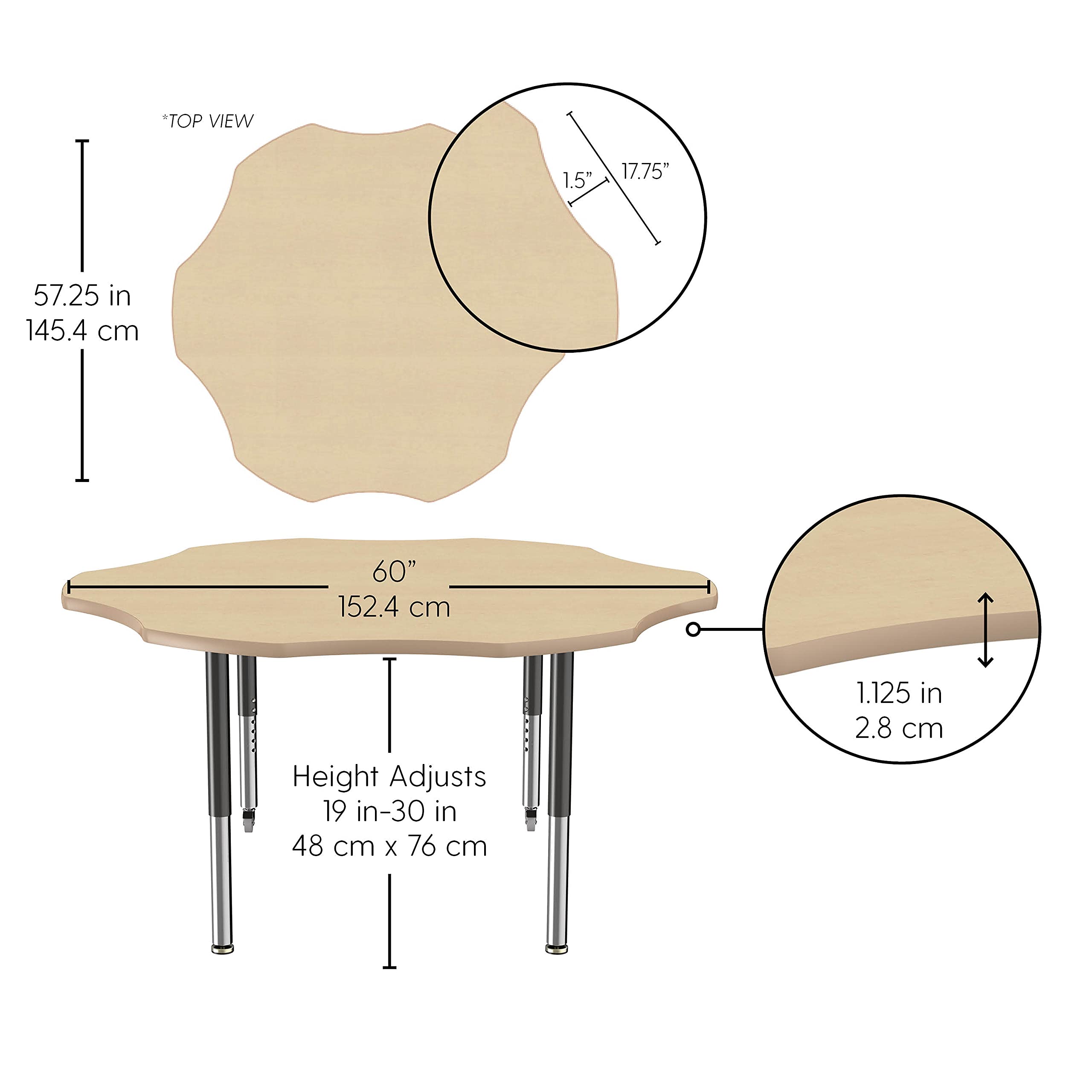 Factory Direct Partners 13118-277 La Madera Flower Activity Table 60 Mobile-Capable Super Legs with Glides and Casters Adjustable — view 2