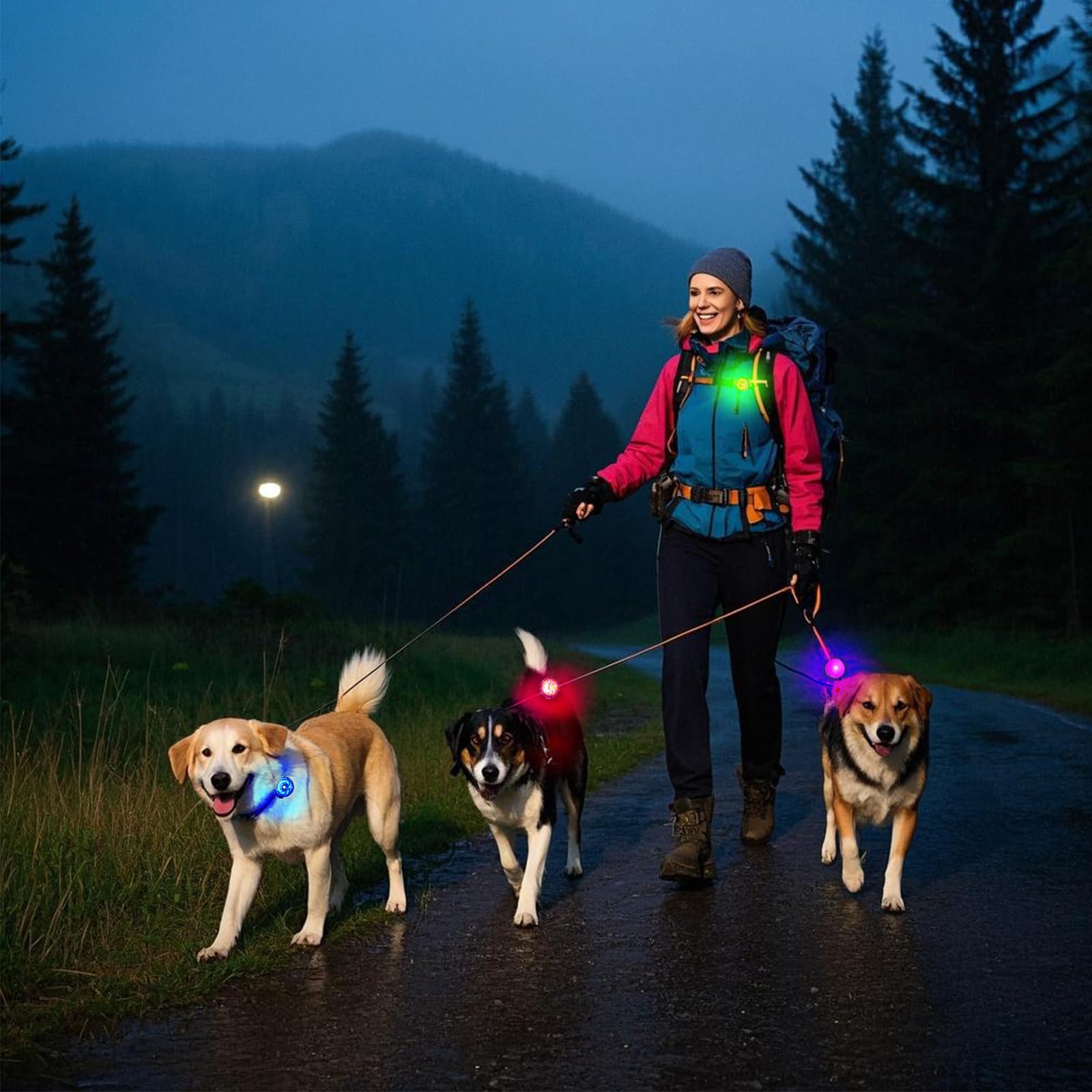 PET LIGHT: Wodoodporne światło dla psa, trwałe i idealne na nocne spacery (kolorowe, 1 sztuka)