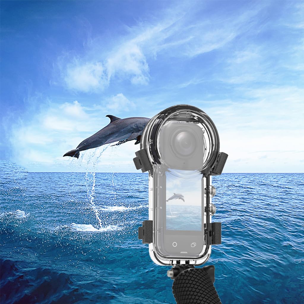 Custodia subacquea per fotocamera subacquea da 50 m, con vite da 1/4 di pollice e adattatore per montaggio fotocamera, custodia protettiva impermeabile X5 (guscio invisibile per immersioni)