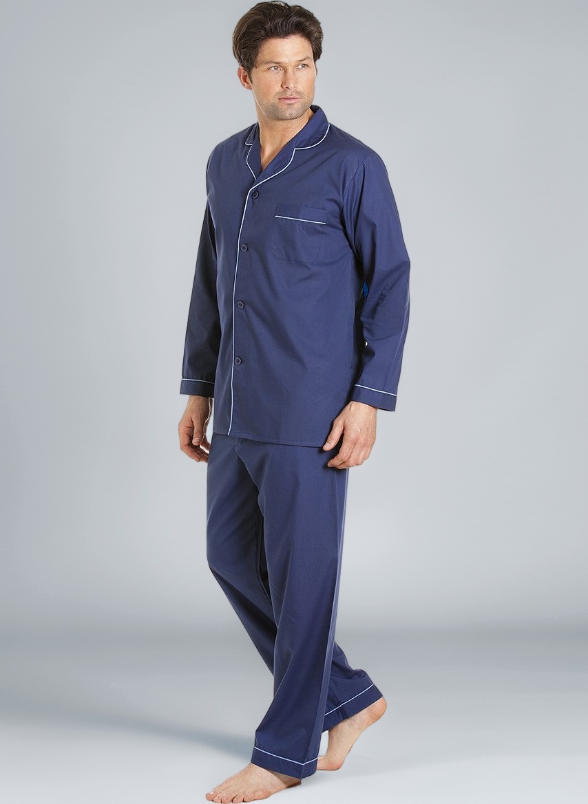 Haigman Men's Sleepwear Sky Blue Long Sleeve Pyjama Set Suit with Trousers