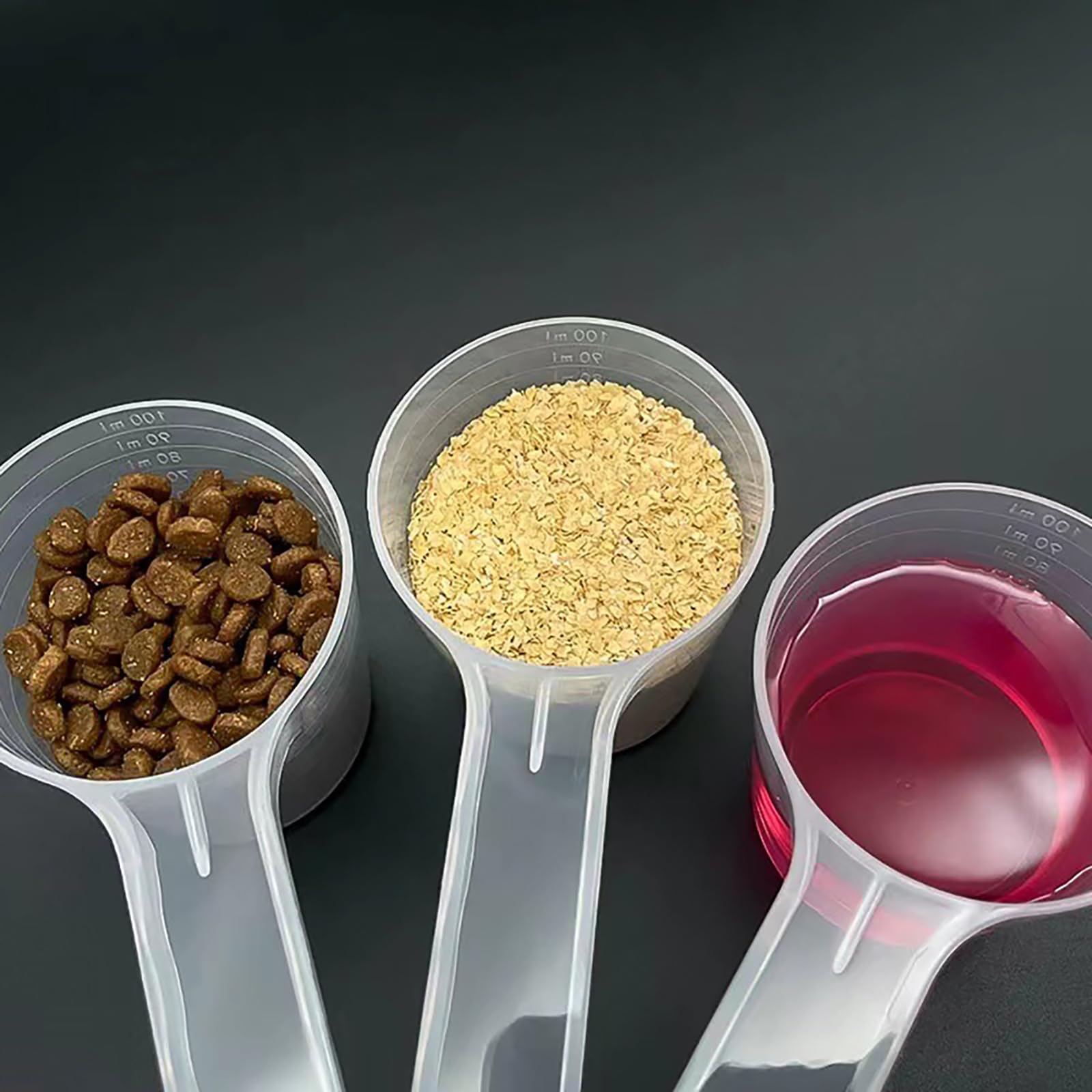 Cuillères à mesurer 100 ml lot de 2 plastique long manche pour nourriture animaux domestiques lessive