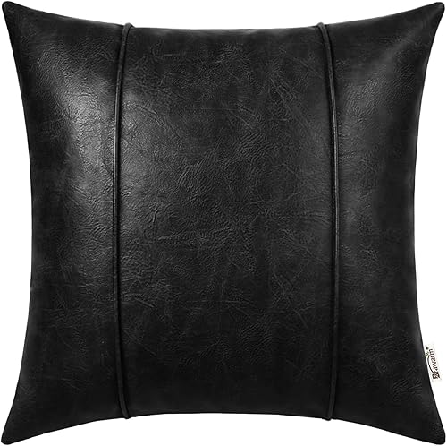 Miniatura 15 de BRAWARM Fundas de Almohadas Decorativas de Cuero Plateado 22 X 22 Pulgadas - Funda de Almohada de Cuero Sintético con Vivo, Almohada Decorativa