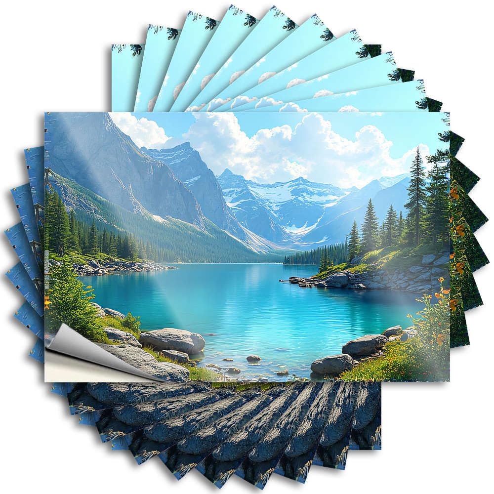 Decals Hard Scratch Resistant Decals, Positive Matte Print for Phone Case Dart | Home Uv Proof Pack A Serene Lake Surrounded By Majestic Mountains(12X18CM)